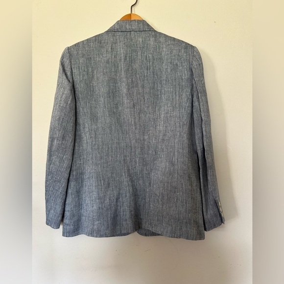 VTG Y2K TALBOTS 100% Irish LINEN Sz 8P SUMMER GRAY BLAZER JACKET Neutral office - Picture 3 of 10